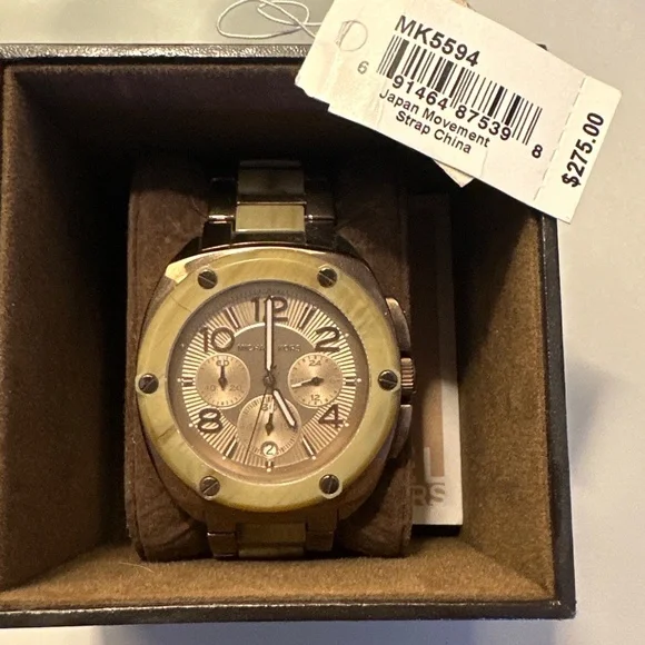 NWT MICHAEL KORS Gold and Brown Timepiece Watch Women NWT Untitleddesign-2020-12-  main image 4